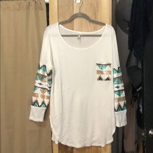 Pink owl Embellished sequin cotton long sleeve tee